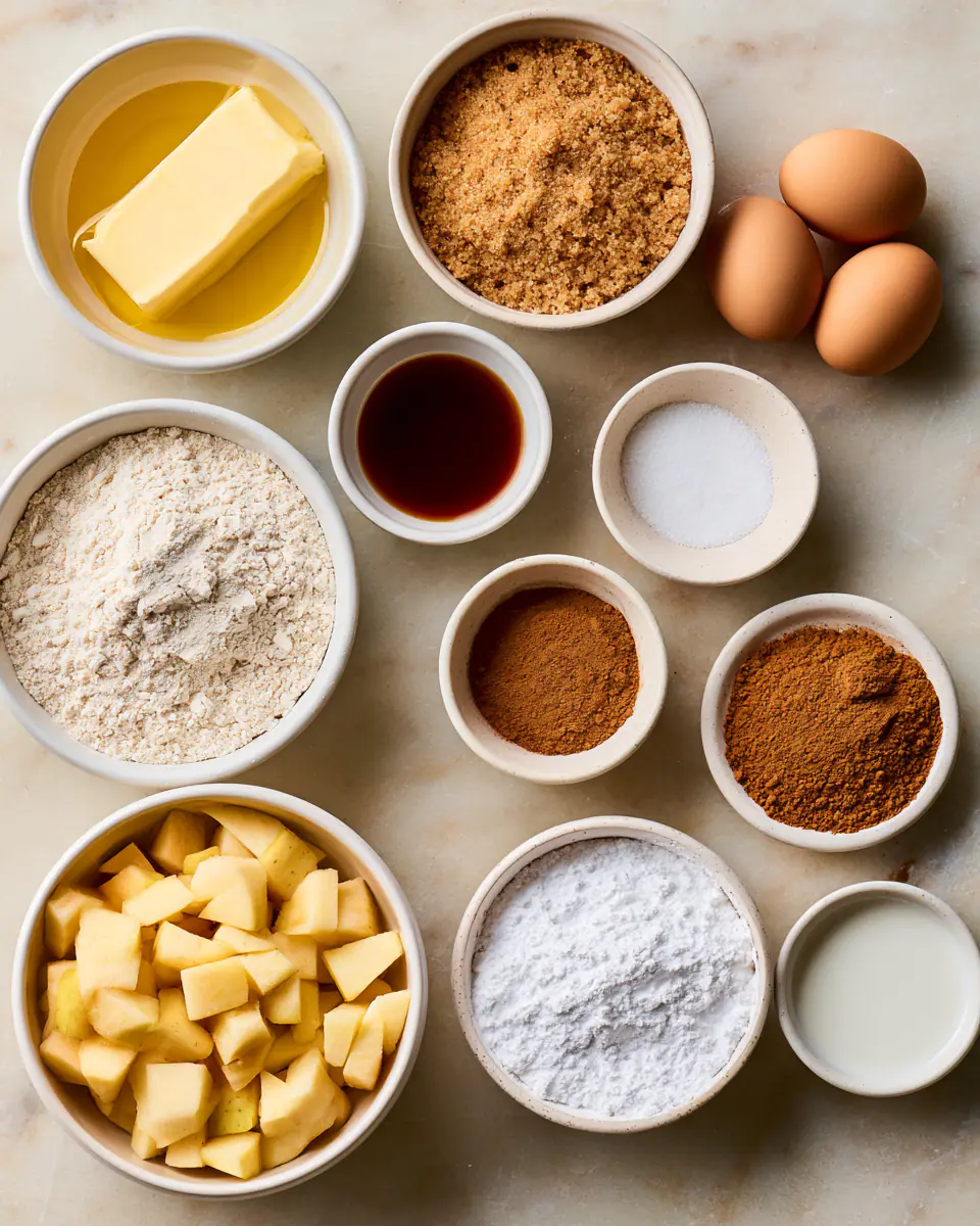 Ingredients for Brown Butter Apple Blondies with Cinnamon Glaze | Easy Fall Dessert