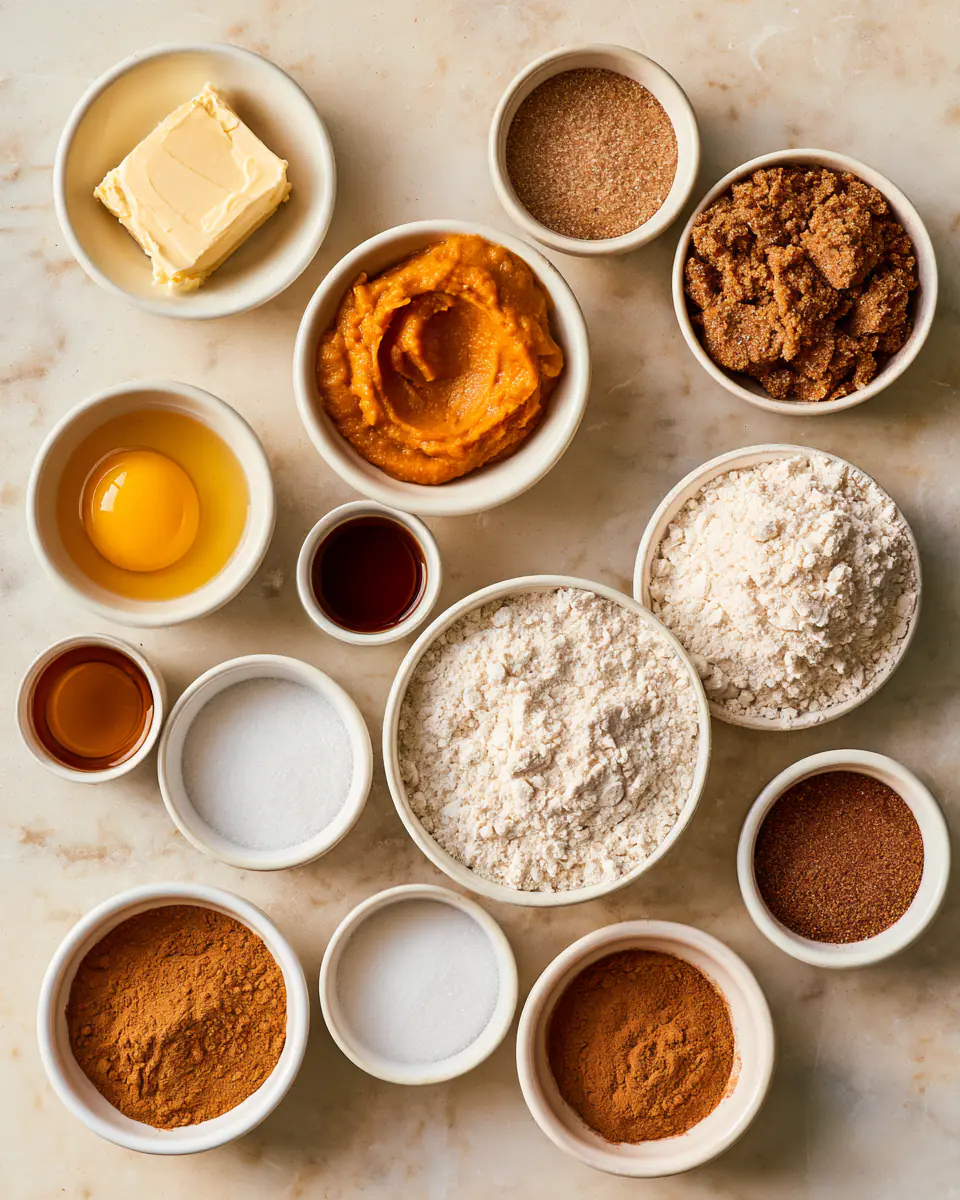 Ingredients for Brown Butter Pumpkin Snickerdoodle Cookies | Cozy Fall Baking