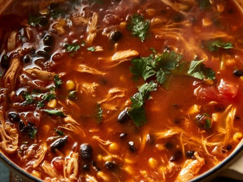 Chicken Tortilla Soup with Crispy Tortilla Strips