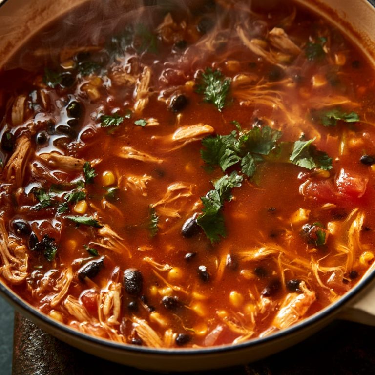 Chicken Tortilla Soup with Crispy Tortilla Strips