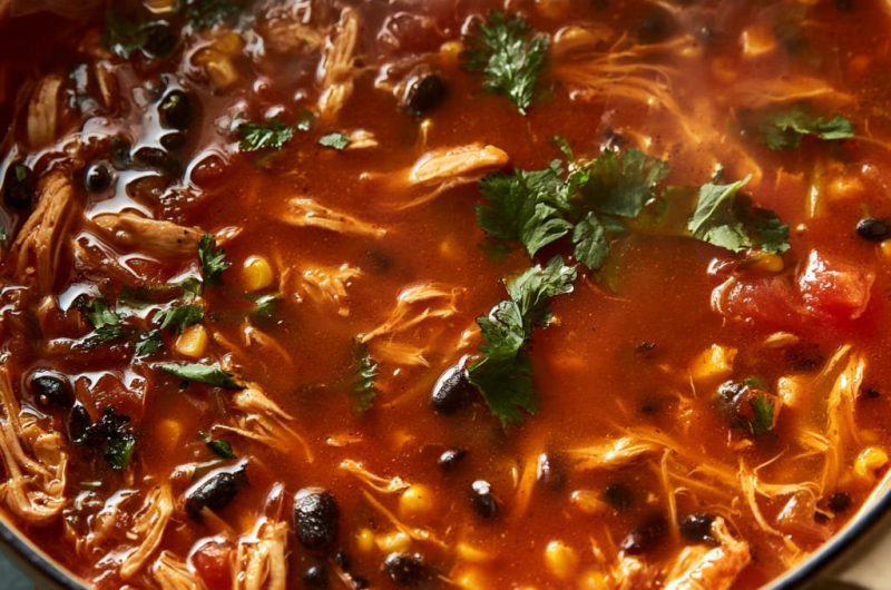 Chicken Tortilla Soup with Crispy Tortilla Strips