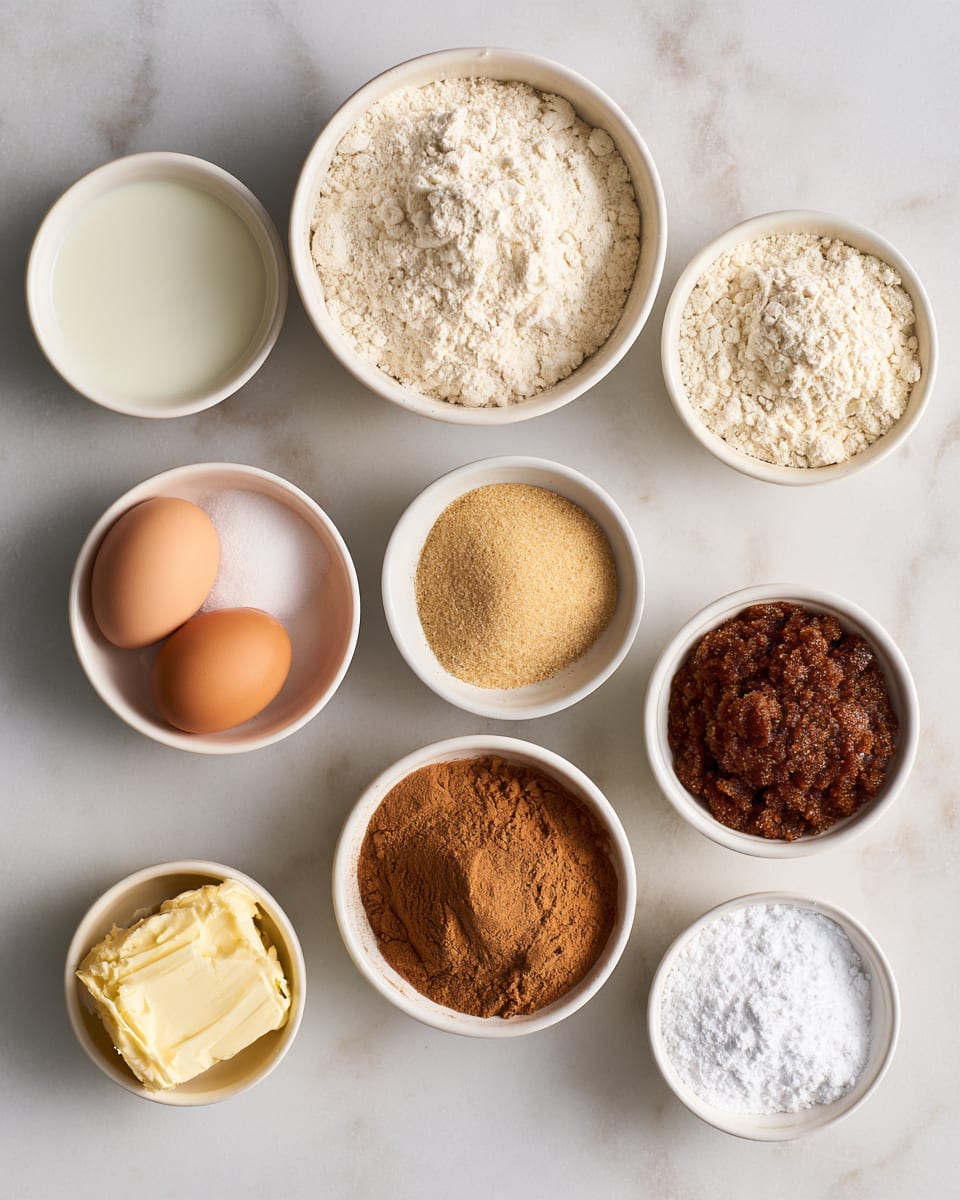 Ingredients for Copycat Cinnabon Rolls with Gooey Cream Cheese Frosting