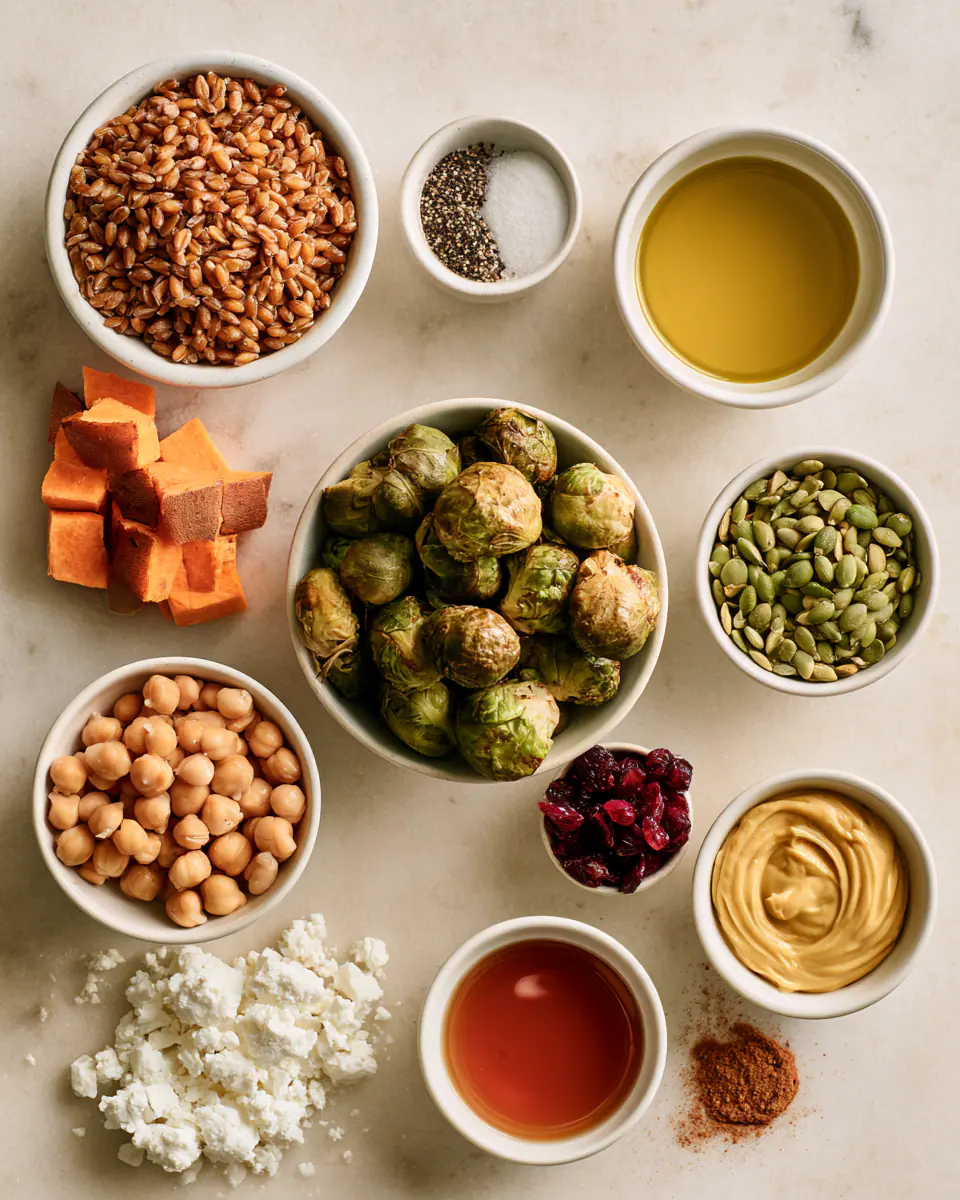 Ingredients for Cozy Autumn Grain Bowls with Maple Cinnamon Vinaigrette | Easy Fall Lunch