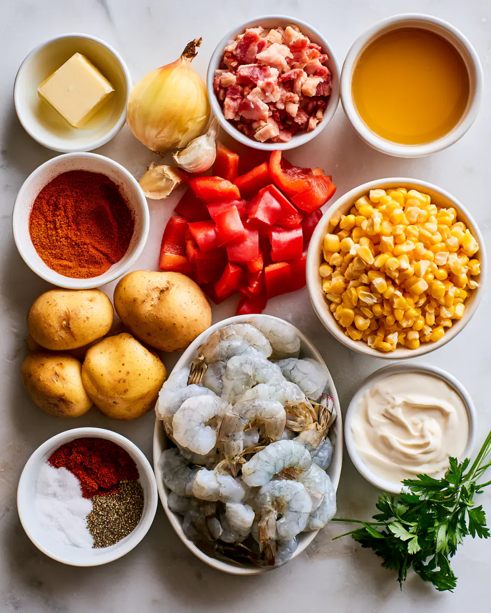 Ingredients for Creamy Shrimp and Corn Soup | Cozy Weeknight Dinner