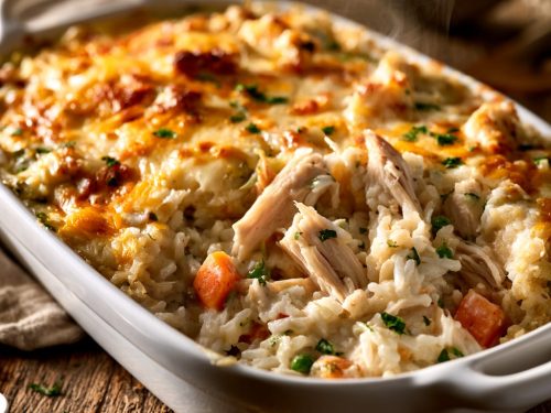Dump and Bake Chicken Rice Casserole for Busy Weeknights