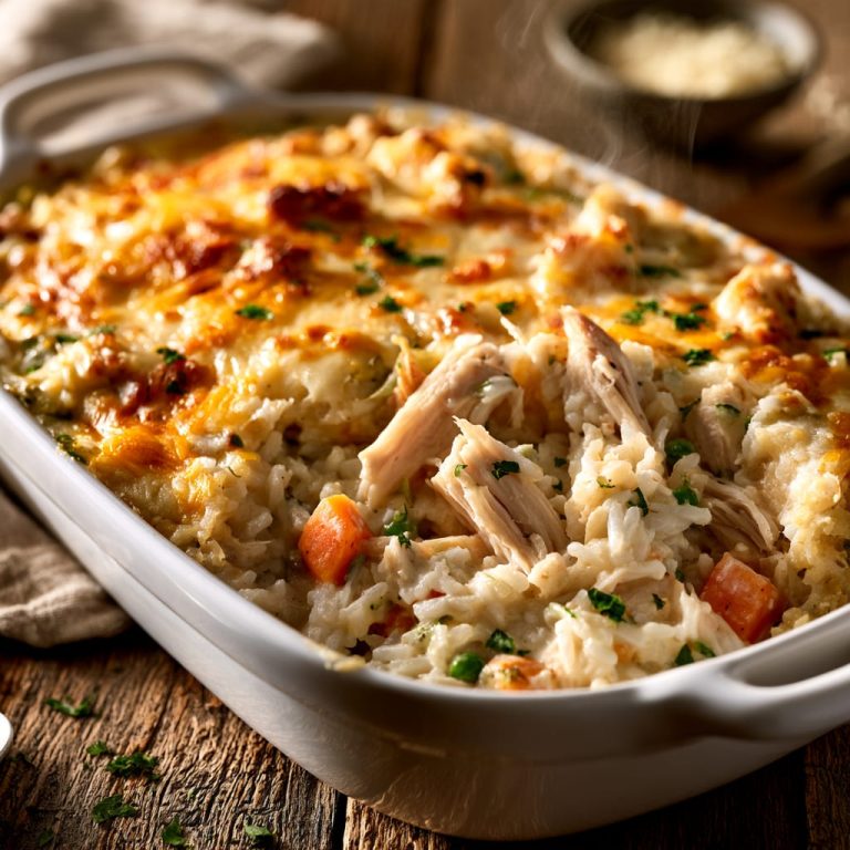 Dump and Bake Chicken Rice Casserole for Busy Weeknights