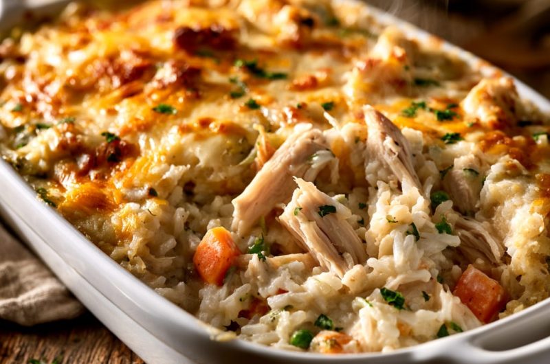 Dump and Bake Chicken Rice Casserole for Busy Weeknights