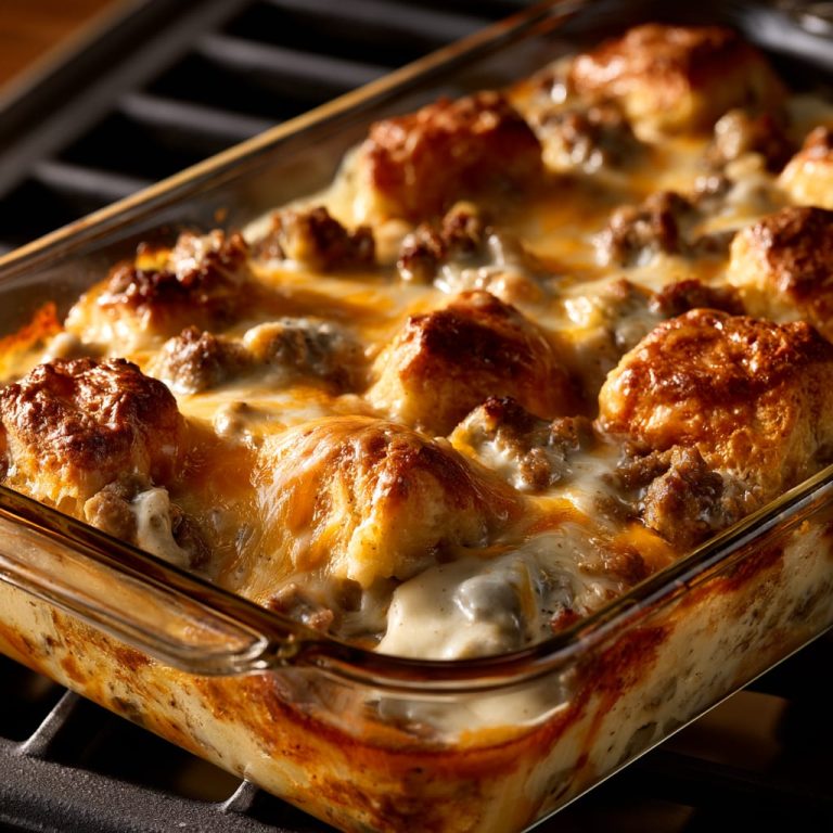 Easy Biscuits and Gravy Breakfast Casserole | Family Breakfast Favorite