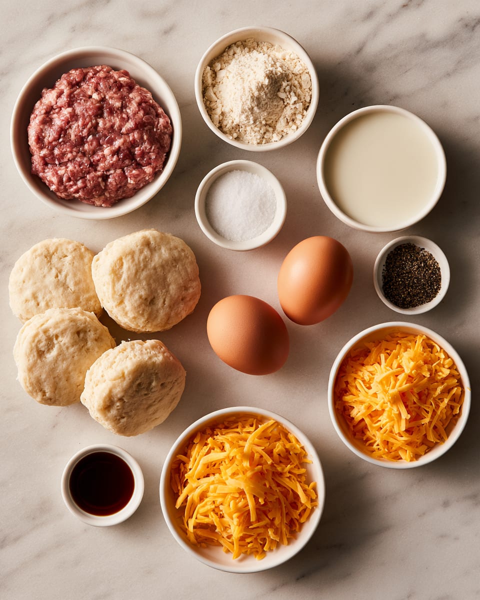 Ingredients for Easy Biscuits and Gravy Breakfast Casserole | Family Breakfast Favorite