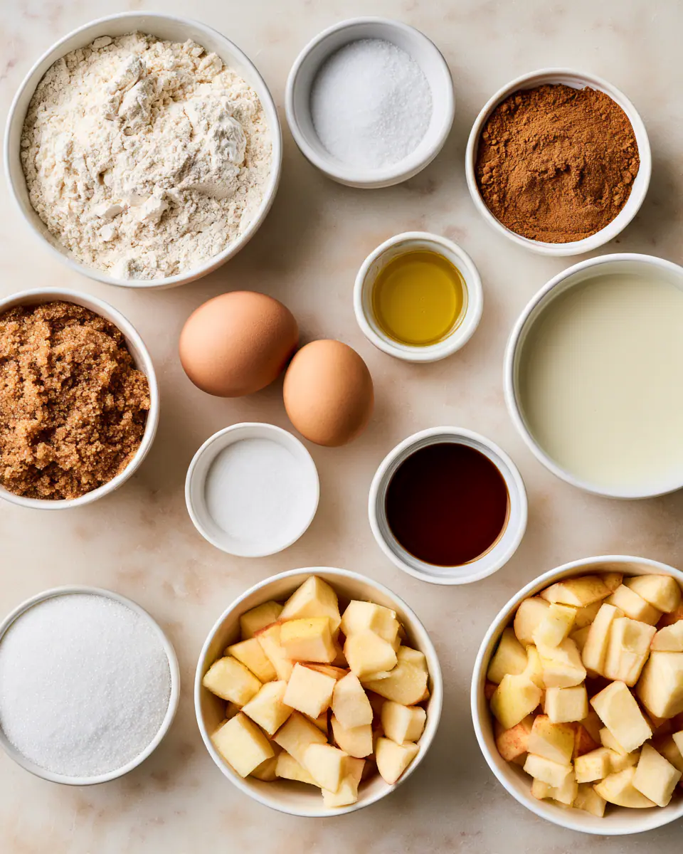 Ingredients for Easy Cinnamon Apple Bread Recipe | Cozy Fall Baking