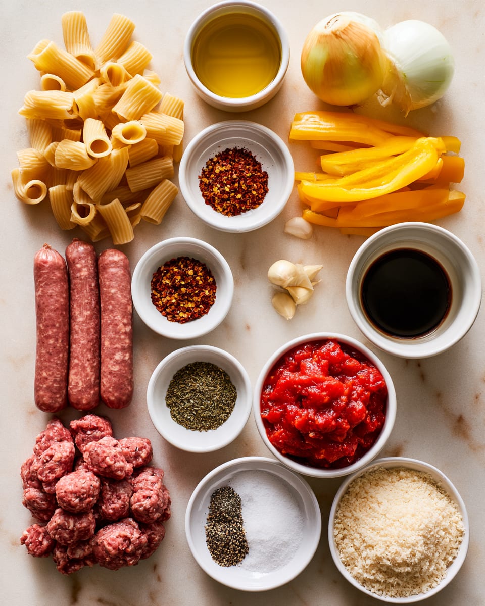 Ingredients for Easy Italian Drunken Noodles Pasta | Weeknight Family Dinner