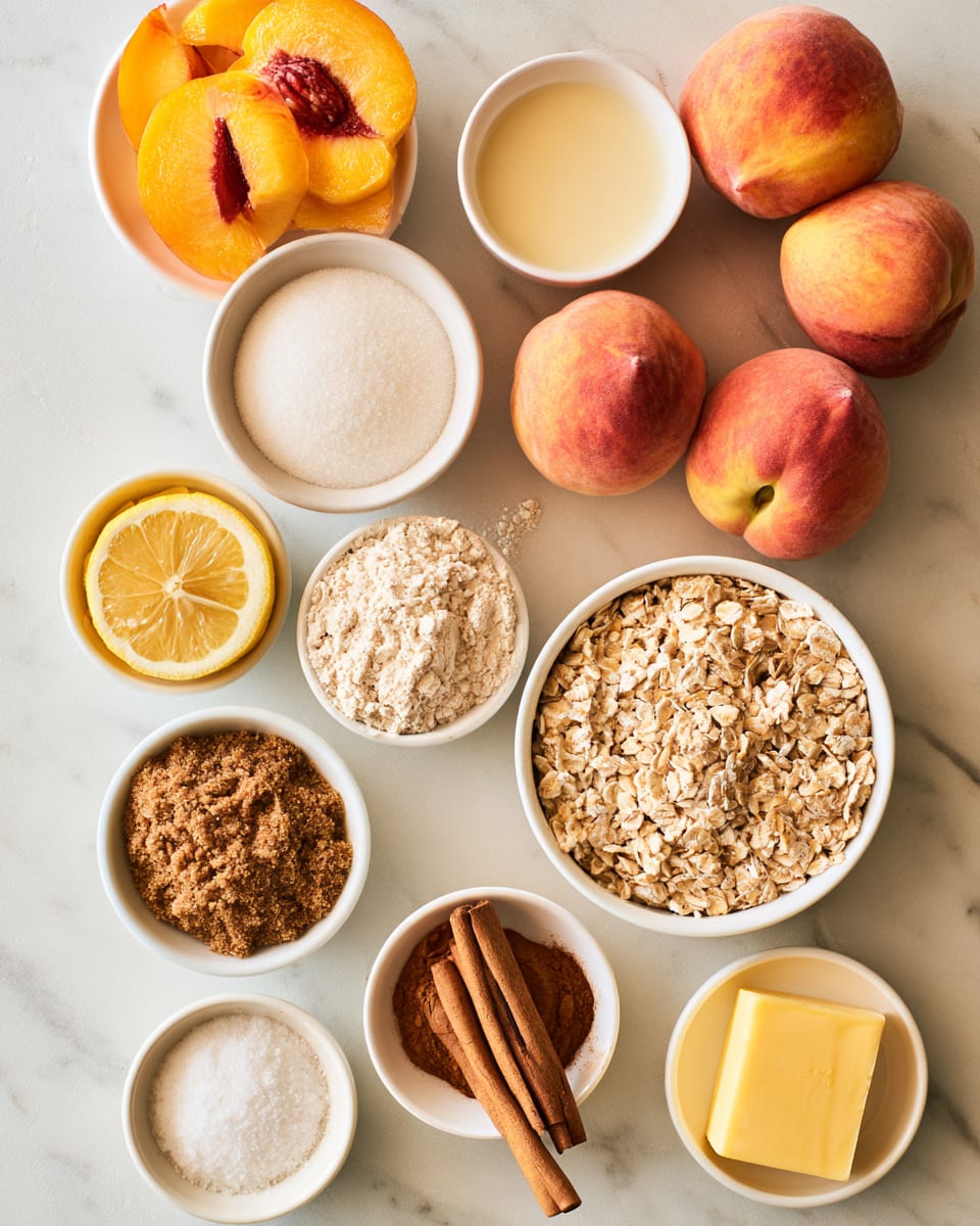 Ingredients for Easy Peach Crisp Recipe | Old-Fashioned Summer Dessert