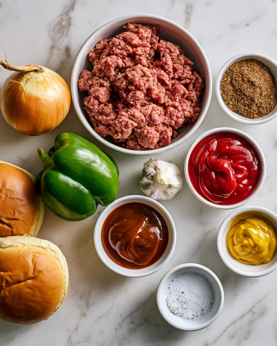 Ingredients for Easy Sloppy Joes Recipe | Family Weeknight Dinner