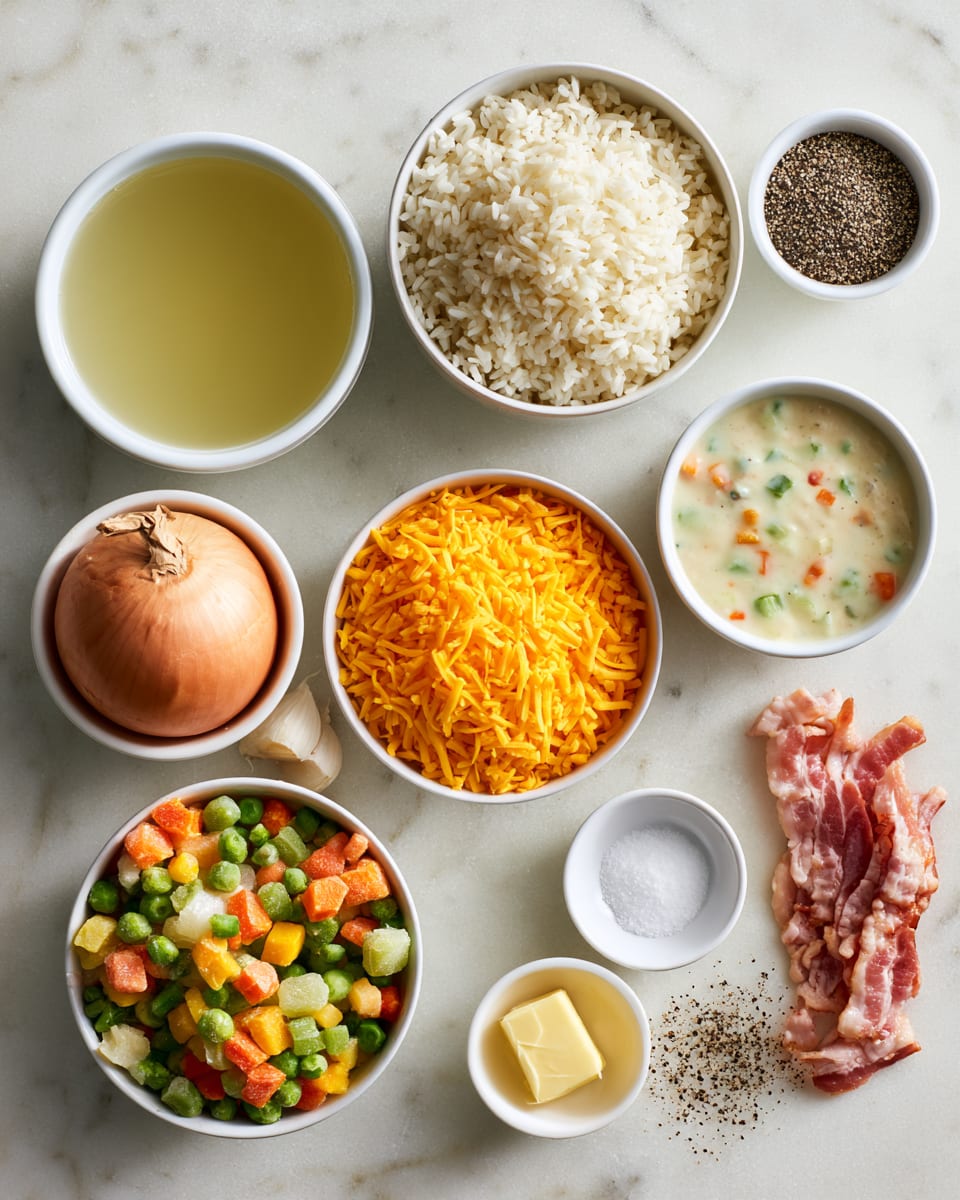 Ingredients for Fall Potluck Chicken and Rice Casserole for a Crowd