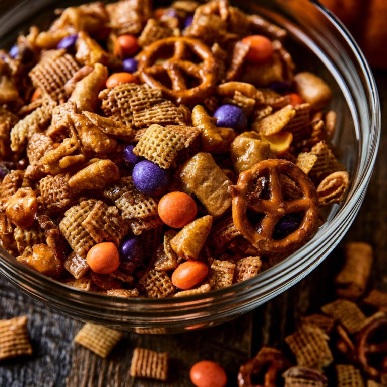 Halloween Chex Mix Recipe with Candy Corn Crunch