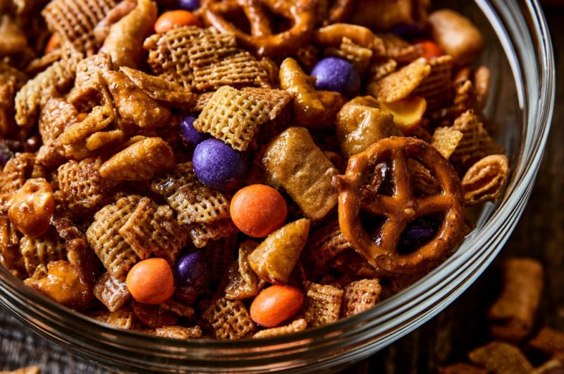 Halloween Chex Mix Recipe with Candy Corn Crunch