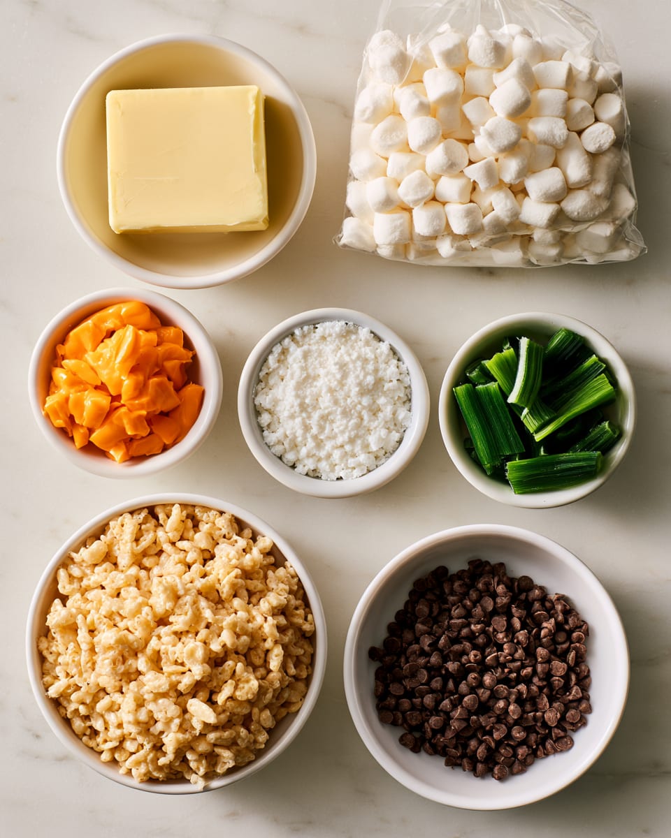 Ingredients for Halloween Snack Pumpkins: No-Bake Rice Krispie Treats Kids Love