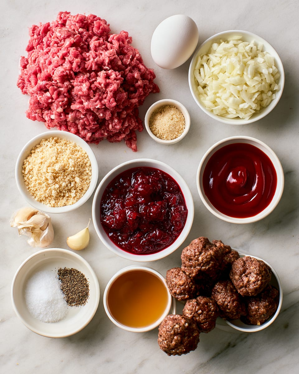 Ingredients for Holiday Appetizer Meatballs with Sweet Cranberry Glaze