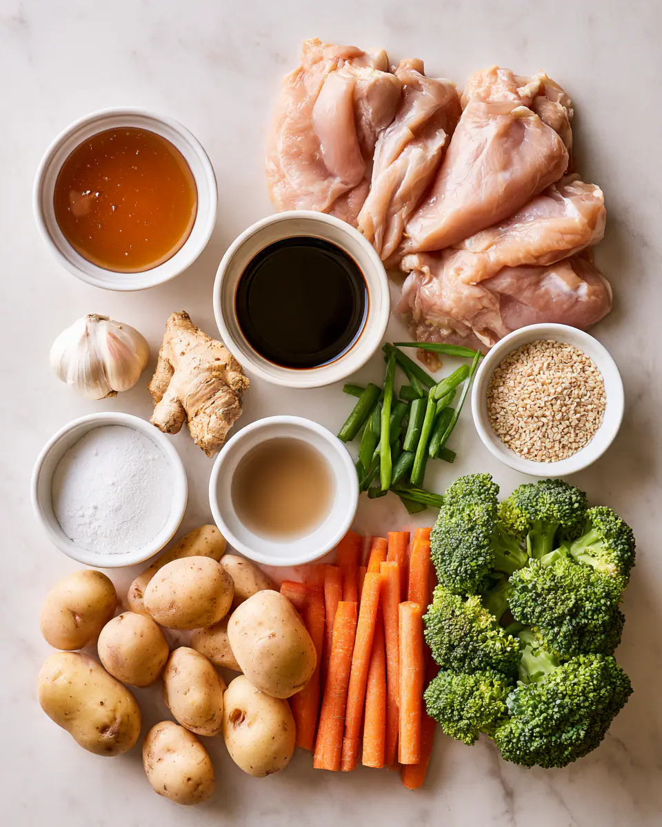 Ingredients for Slow Cooker Honey Garlic Chicken and Veggies | Easy Family Dinner