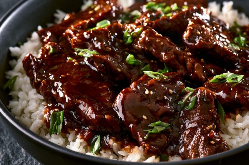Slow Cooker Mongolian Beef with Sticky Garlic Sauce