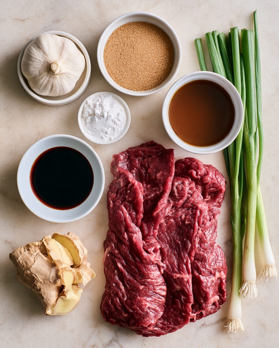 Ingredients for Slow Cooker Mongolian Beef with Sticky Garlic Sauce