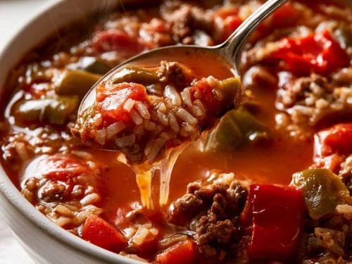 Stuffed Pepper Soup with Ground Beef and Rice