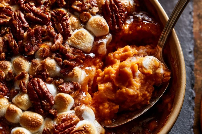 Sweet Potato Casserole with Maple Pecan Topping for Thanksgiving